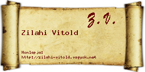 Zilahi Vitold névjegykártya